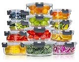 YASHE 12 Piezas Recipientes de Vidrio con Tapas Herméticas, Reutilizables, Apto para Microondas, Horno, Congelador y Lavavajillas - Sin BPA Fiambrera Cristal, Ideal para Conservación de Alimentos