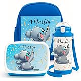 makana | Pack Vuelta al Cole Personalizado Koala Azul – Mochila Infantil + Fiambrera 2 Compartimentos + Botella 600 ml - Libre de BPA – Guardería, Colegio y Extraescolares