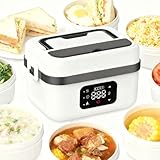 Fiambrera Eléctrica con 6 Temperaturas Y 8 Temporizadores, Calentador De Alimentos Portátil Inalámbrico, Recipiente De 1 L Y Divisor Extraíble, Control De Temperatura De 65-90 °C A