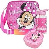 Get Trend Disney Minnie Mouse Bolsa Termica Porta Alimentos con Fiambrera Infantil y Botella de Agua 400ml Set de Almuerzo Infantil 3 Piezas Regalo para Niños (Minnie Mouse)