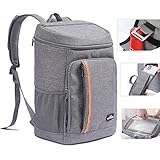 QINGLOU Mochila Nevera Isotermica, Bolsa de Picnic, Bolsa Térmica Porta Alimentos Bolsa de Compra para Picnic, La Playa, Almuerzo, Barbacoa - Mochila Grande (Gris)