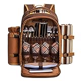 apollo walker 4 Person Picnic Backpack Hamper Cooler Bag con Juego de Mesa y Manta