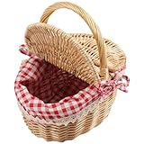 Happysnow Cesta de mimbre para picnic en casa de campo con tapa y forro para picnics, fiestas y barbacoas