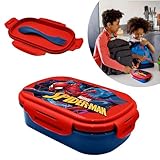 SRV Hub Lonchera Spiderman de 20 cm, sin BPA, para niños escolares, caja de sándwich de plástico para niños, contiene tenedores y cubiertos (cuchara, tenedor, cuchillo 3 en 1)