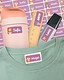 melu kids Etiquetas para Ropa Personalizadas (60 piezas, violeta) - Sin planchar - Pegatinas Personalizadas Nombre Ropa Niños - Etiquetas Ropa Niños para pegar - Lavables a máquina