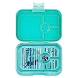 Yumbox Panino Bento Box a prueba de fugas: 4 compartimentos para niños y adultos; perfecto para almuerzo lleno de sándwich; compacto 8.5 x 6 x 1.8; porciones saludables (aguamarina tropical con