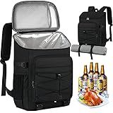 NUBILY Mochila Nevera 30L Impermeable Bolsa Termica de Refrigeración Porta Alimentos Mochila Nevera Isotermica Bolsa de Picnic Grande Fiambrera Camping Barbacoa Comidas Trekking Negro