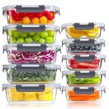 YASHE 10 Piezas Recipientes de Vidrio con Tapas Herméticas, Reutilizables, Apto para Microondas, Horno, Congelador y Lavavajillas - Sin BPA Fiambrera Cristal, Ideal para Conservación de Alimentos