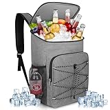 23L Mochila Nevera Isótermica, Grande Bolsa Refrigeradora Bolsa de Picnic Cooler Portatil, Impermeable Prueba de Fugas Alimentos Bolsa Térmica, para la Playa, Verano Camping, Picnics, Senderismo -Gris