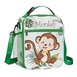Clastyle Bolsa Termica Porta Alimentos Bebe Verde Mono, Bolsa Almuerzo Infantil Reutilizables con Correa, Bolsa Comida Niño Niña para Viaje Picnic Guarderia