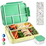 PUWOWYE Fiambrera para niños con compartimentos, Lunch Box, Bento box a prueba de fugas de 1330 ml para niños, Lonchera para niños y niñas, Apta para colegios, guarderías y picnics, Sin BPA (Verde)