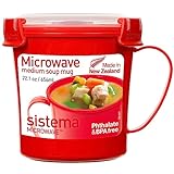 Sistema recipiente para sopa mediano para microondas | Recipiente para alimentos apto para microondas | 656 ml | Sin BPA | Rojo