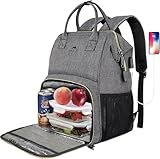 MATEIN Mochila de Almuerzo Portatil, Mujer 15,6 Pulgadas de Refrigeración con Puerto USB Impermeable Bolsas Térmicas del Hombre Negocio Trabajo Viaje Escolares, Gris