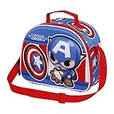 Marvel Capitán América Let's go-Bolsa Portamerienda 3D, Azul, 25.5 x 20 cm