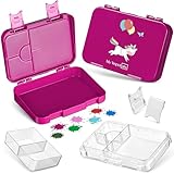 My Vesperbox – Len – Bento Box Niños – Fiambrera con 4 + 2 compartimentos – Extremadamente resistente – Fiambrera – Fiambrera ideal para la guardería y la escuela… (Lila – Unicornio)