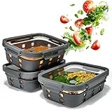 Dalena Home Fiambreras de Cristal Borosilicato – Set Meal Prep 3x1520 Mililitros, Recipientes Herméticos Apilables, Aptos para Microondas con Válvula de Vapor, Funda Silicona Anti-Impacto