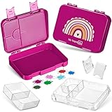 My Vesperbox – Len – Bento Box Niños – Fiambrera con 4 + 2 compartimentos – Extremadamente resistente – Fiambrera – Fiambrera ideal para la guardería y la escuela… (lila - arco iris)