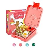 schmatzfatz easy - Fiambrera infantil, caja bento con compartimentos variables, táper (Coral)