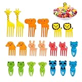20 mini tenedores, tenedores de frutas de dibujos animados para niños, palillos de dientes, accesorios para brochetas, animales, picos de alimentos, plástico, para fiambrera, fiambrera, fiesta, té de