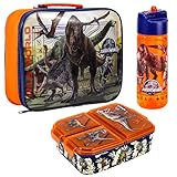 Zawadi Global Jurassic World - Fiambrera para niños – bolsa de almuerzo aislada, lonchera multicompartimento y botella de agua de 540 ml, juego de comida para viajes escolares, sin BPA