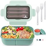 Fiambrera,1250ml Lunch Box caja bento a prueba de fugas para niños adultos,recipiente para alimentos con 3 compartimentos y juego de cubiertos,lonchera comidas aptos para microondas y lavavajilla