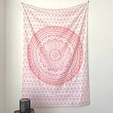 MOMOMUS Toalla de Playa Grande Antiarena - Pareo XL con Motivo Mandala - A Modo de Fina Manta de Pícnic para la Playa o Alfombra Ligera sin Arena - Rosa, 135 x 210 cm