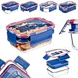 KADAX Fiambrera de cristal, fiambrera con tapa y cubiertos, caja de desayuno apta para lavavajillas, fiambrera para niños y adultos, caja de almacenamiento de alimentos (1,74 L)