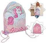 HOVUK 1 bolsa de gimnasio con cordón de 40 cm, unicornio con estampado especial, fácil de abrir o cerrar, mochila de cuerda para accesorios escolares, picnic y playa, el mejor regalo para niños de 4