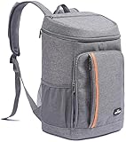 MCXKJ 28L Mochila de Refrigeración,Mochila Nevera Bolsa Térmica Porta Alimentos Mochila Grande Suave para la Playa/Picnic/Barbacoa/Camping/Fiesta（Gris）