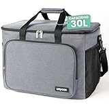 unycos - Bolsa Térmica Porta Alimentos【30L】 Nevera Portátil, Lunch Box Impermeable, Hermética e Isotérmica, Porta Fiambrera de Gran Capacidad para Almuerzo, Oficina, Viaje, Pícnic o Colegio (Gris)