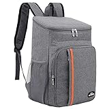 Mochila Nevera Isotérmica 23L, Bolsa Térmica Impermeable Grande para Picnic, Almuerzo y Refrigeración, Ideal para Playa, Camping y Senderismo (Gris)