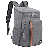 Mochila Nevera Isotermica, 23L Bolsa Térmica Impermeable, Bolsa de Picnic Grande, Mochila Almuerzo, Mochila Nevera Térmica, Mochila de Refrigeración para Playa Picnics Camping Senderismo (Gris)