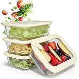 Dalena Home Recipiente de Vidrio Borosilicato Rectangular con Tapa Set 4 x 640 Mililitros – Fiambrera Cristal, Contenedor de Alimentos, Conservación en Nevera, Organizador de Cocina