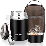 ZWOOS 800 ml Termo para Comida Recipiente Térmico para Comida, Frasco Acero Inoxidable Contenedor Térmico con Bolsa Aislada e Cuchara Plegable, para Sopa, Papilla, Arroz