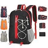 Mochila Senderismo, 35L Impermeable Mochila Montaña, Ultraligera Mochila Plegable, Mochila Campamento Con Tiras Reflectantes, Hombre Mochila Viaje Mujer para Varias Actividades Aire Libre (Negro)