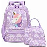 Kimwadalh Mochilas Niñas Unicornio Mochilas Niña Primario Arco iris Bolsas Unicornio Niñas 3 en 1 Set de Mochilas Escolares para Niñas Cute Girls Rainbow Backpack