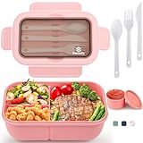 Fiambrera,1250ml Lunch Box caja bento a prueba de fugas para niños adultos,recipiente para alimentos con 3 compartimentos y juego de cubiertos,lonchera comidas aptos para microondas y lavavajilla