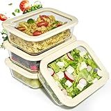 Dalena Home Recipiente de Vidrio Borosilicato rectangular con Tapa Set de 4x1050ml – Fiambrera Cristal, Contenedor Alimentos, Conservación Nevera, Organizadores Cocina, Almacenaje