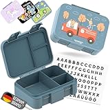 BEARFOOT Bento Box Compact | Fiambrera infantil sin BPA para la escuela y la guardería, fiambrera a prueba de fugas para niñas y niños, práctica, ligera y compacta (azul bombero, 650 ml)