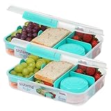 Sistema To Go Bento Box Create Fiambreras con compartimentos y recipientes para aperitivos | 1,48 L | Sin BPA | 2 unidades | Verde menta