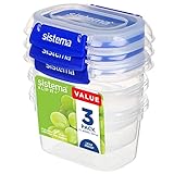 Sistema KLIP IT PLUS recipientes para guardar alimentos | 400 ml | Fiambrera para alimentos hermética, apilable, a prueba de fugas y apta para el frigorífico y el congelador | Sin BPA | 3 unidades