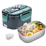 Numler - Caja de almuerzo con calefacción, 60 W, 1,5 L, caja calefactora para comidas, 12 V/24 V/220 V, caja de almuerzo eléctrica para oficina, camping, viajeros, contenedor de acero inoxidable 304