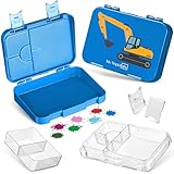 My Vesperbox – Len – Bento Box Niños – Fiambrera con 4 + 2 compartimentos – Extremadamente resistente – Fiambrera – Fiambrera ideal para la guardería y la escuela… (Azul – Excavadora)