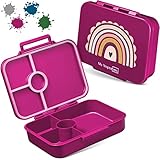 My Vesperbox Bia - Bento Box Niños - NUEVO - Cierres reforzados - A prueba de fugas y libre de BPA - Extremadamente resistente - Fiambrera - Ideal para guardería y escuela... (lila - arco iris)