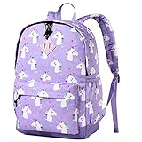 VASCHY Mochila infantil, mochila infantil, mochila infantil, 4-6 años, linda, ligera, impermeable, mochila de dinosaurio, unicornio para A4, carpetas primarias preescolares con correa para el pecho,