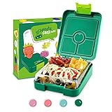 schmatzfatz easy - Fiambrera infantil, caja bento con compartimentos variables, táper (Verde)