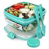 Sistema Salad TO GO | Recipiente para guardar alimentos con compartimentos individuales, cubiertos y compartimento para aderezos | 1,1 l | Sin BPA | Colores variados