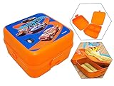 HOVUK Hot WheeIs - Lonchera para niños de 14 cm, 3 compartimentos, de plástico, reutilizable, sin BPA, para niños escolares y regalo de cumpleaños de más de 3 años