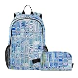famyily Mochila escolar de grano de vidrio con fiambrera, mochila escolar para niños y niños, con lonchera y lonchera de 7 a 10