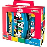 Set de botella de aluminio de 400 ml y fiambrera con cubiertos de Mickey Mouse